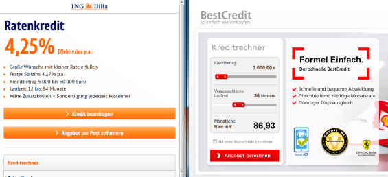 Kreditvergleich: ING DiBa Ratenkredit / Santander BestCredit