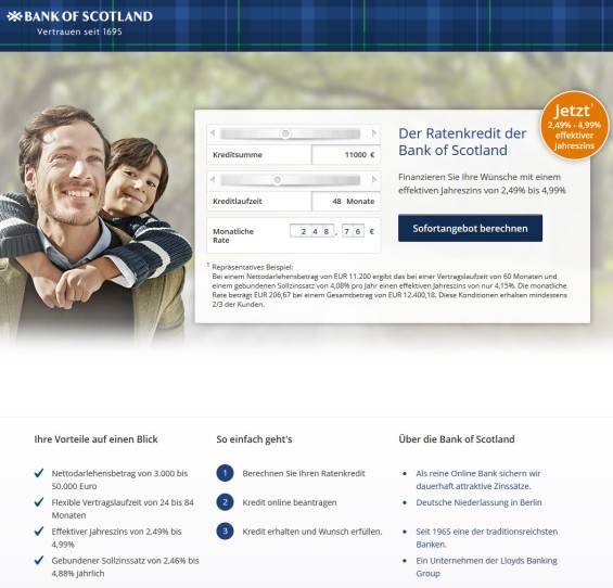 Bank of Scotland Ratenkredit (Website Screenshot bankofscotland.de/bos/de/ratenkredit.html am 26.11.2015)