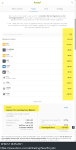 eToro Kosten / Spreads für den Handel mit Kryptowährungen